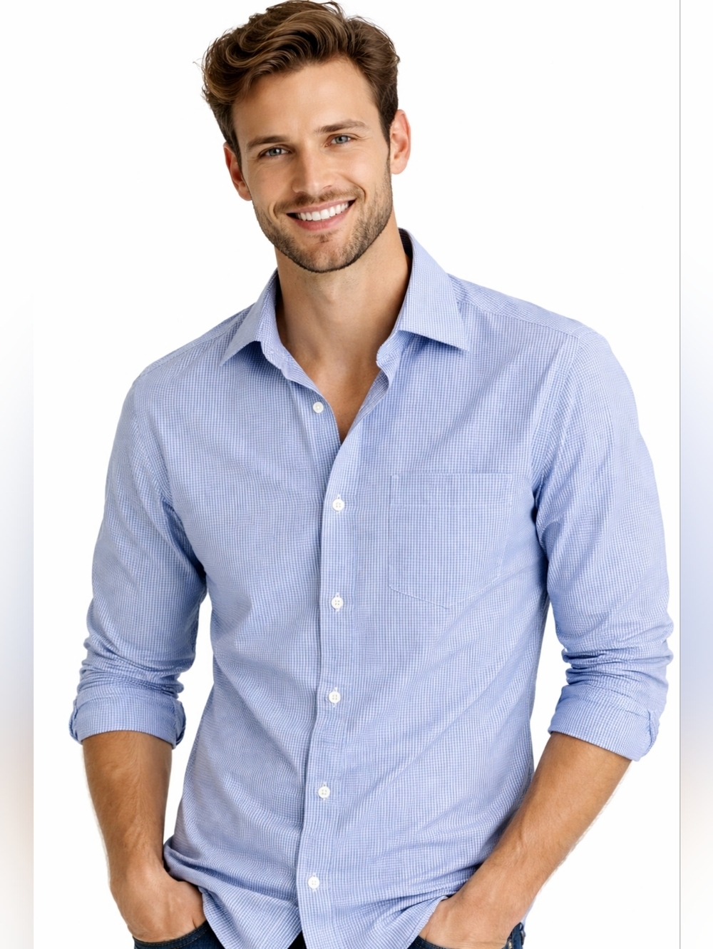 J.Crew‎ blue And White  Checkered button down M